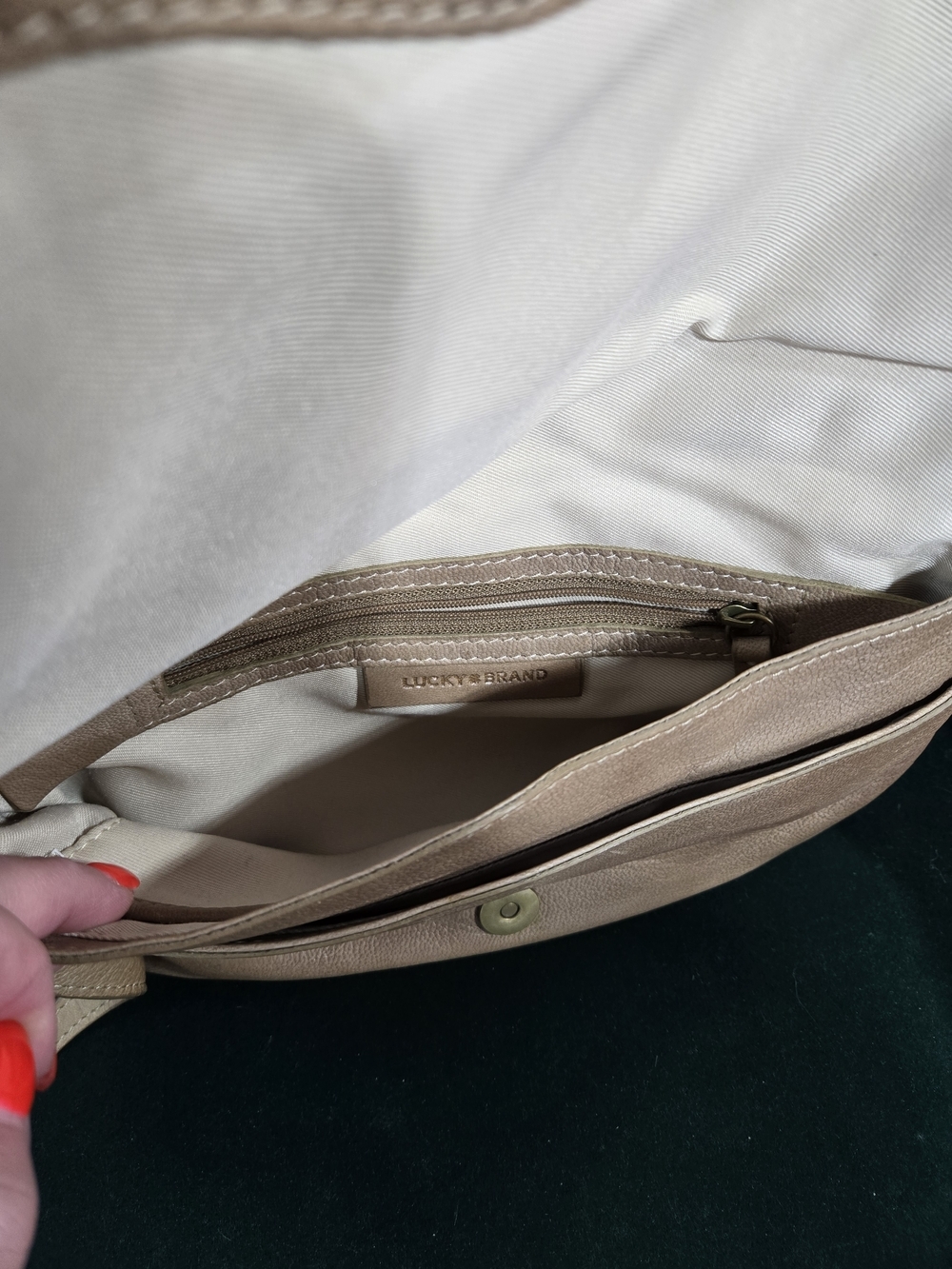 Lucky Brand Tan Studded Leather Crossbody Bag - Picture 8 of 11